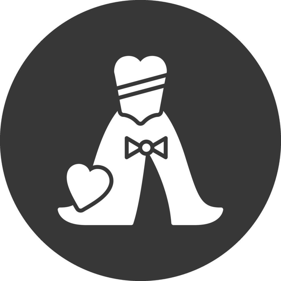 Wedding Dress Glyph Inverted Icon vector