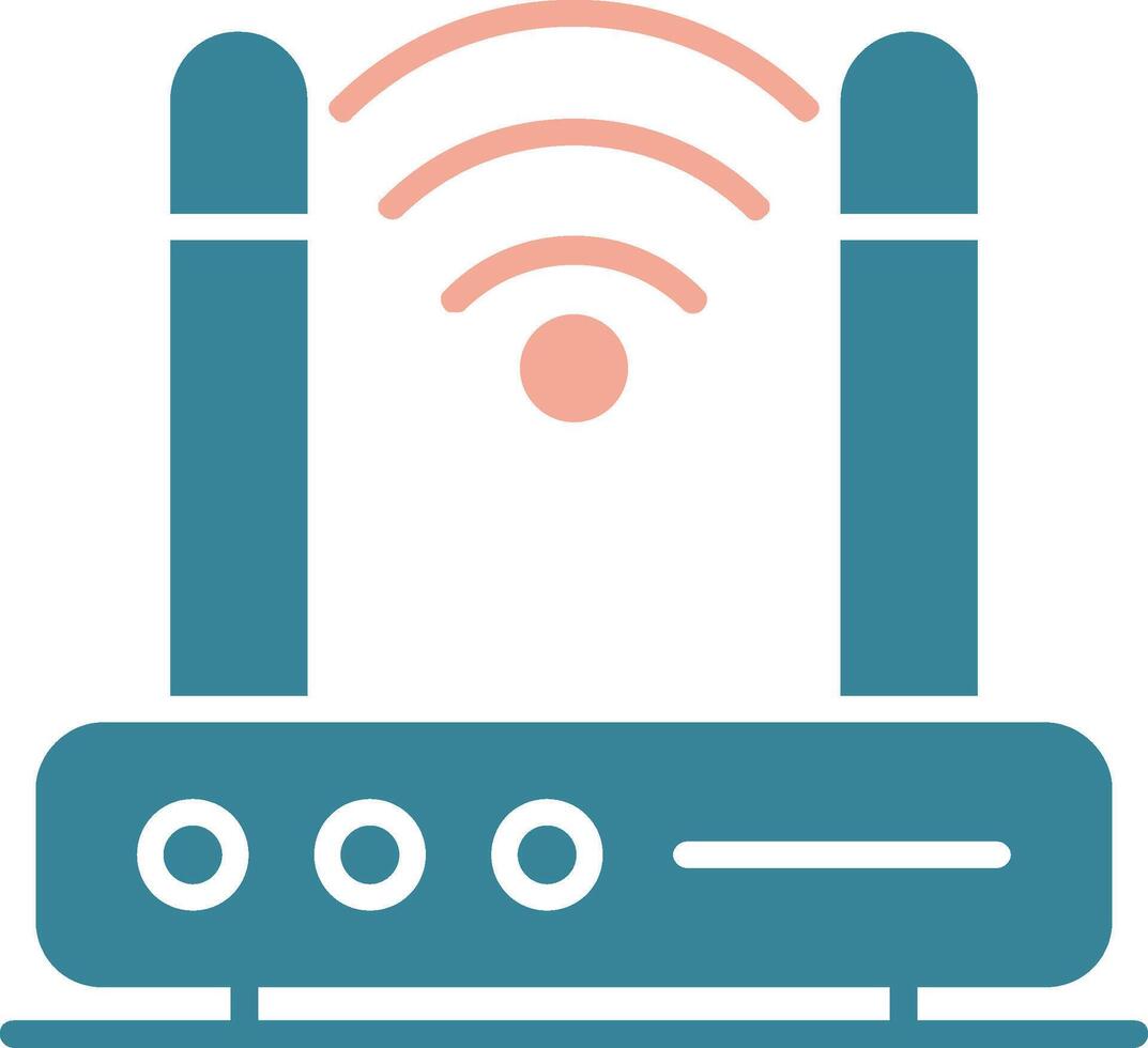 Wireless Modem Glyph Two Color Icon vector