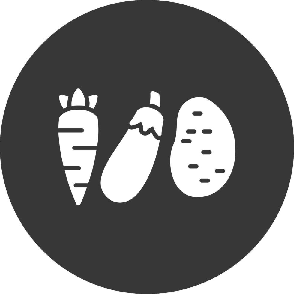 vegetales glifo invertido icono vector