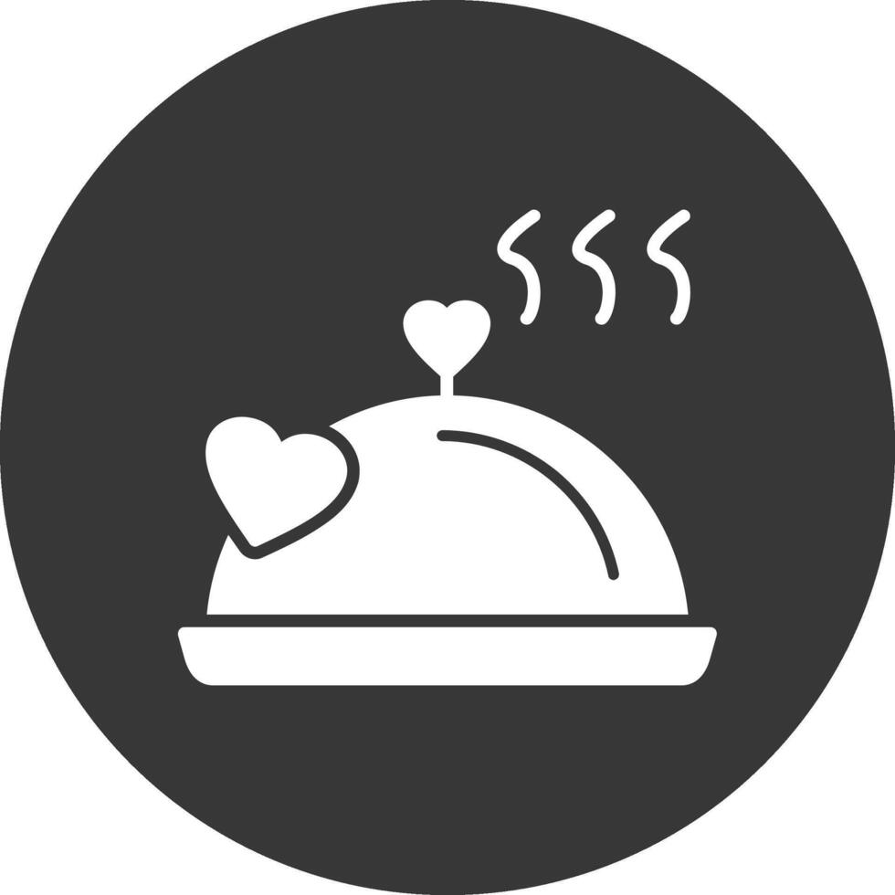 comida bandeja glifo invertido icono vector