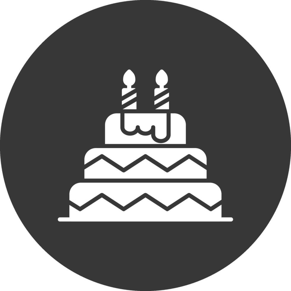 icono de glifo de pastel de cumpleaños invertido vector