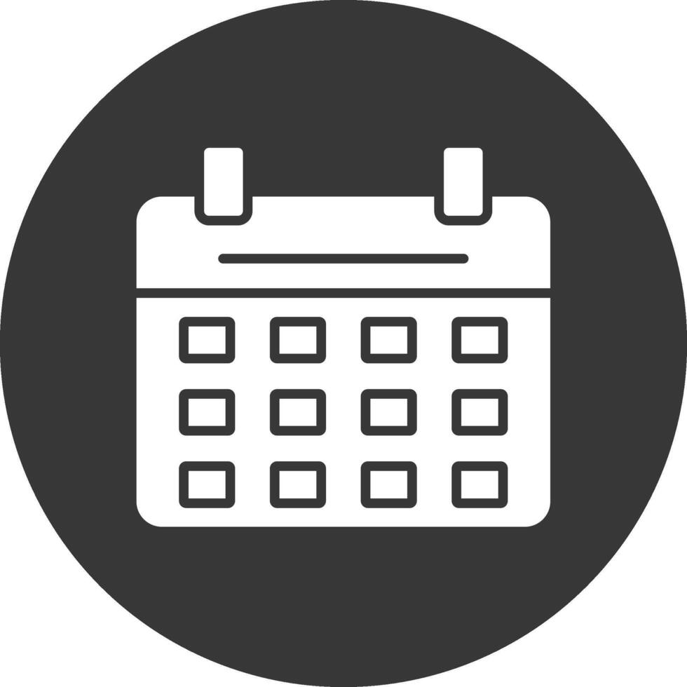 Calendar Glyph Inverted Icon vector