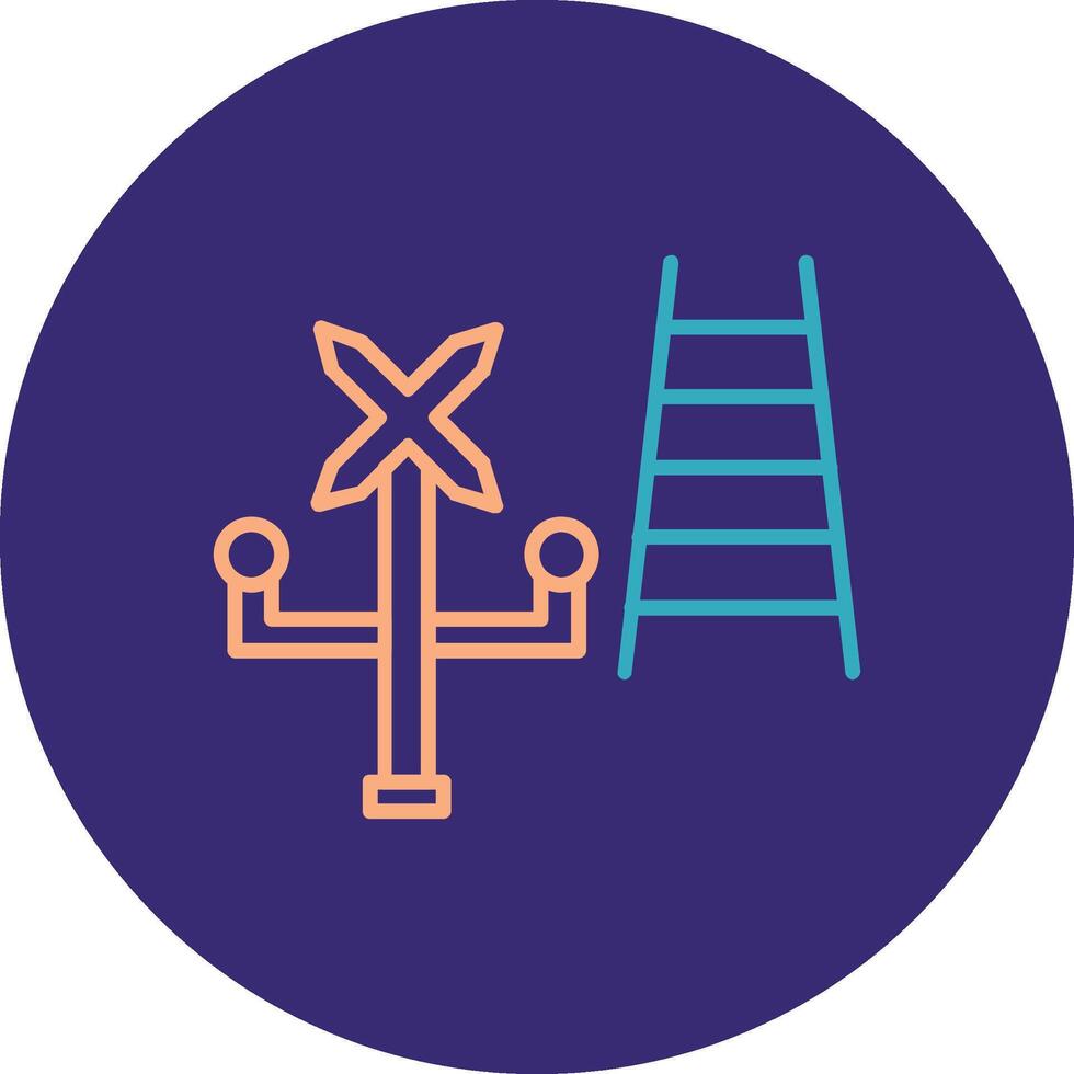 Railroad Crossing Line Two Color Circle Icon vector