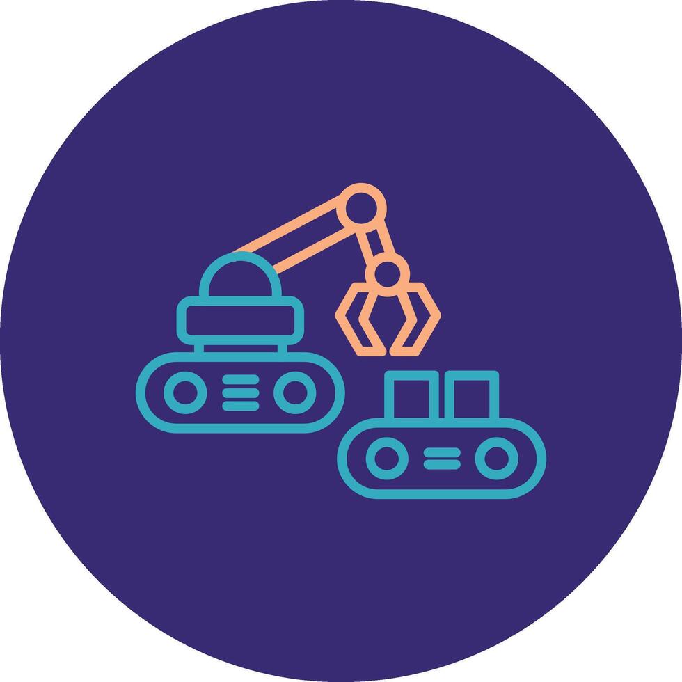 Robotic Produce Sorting Line Two Color Circle Icon vector