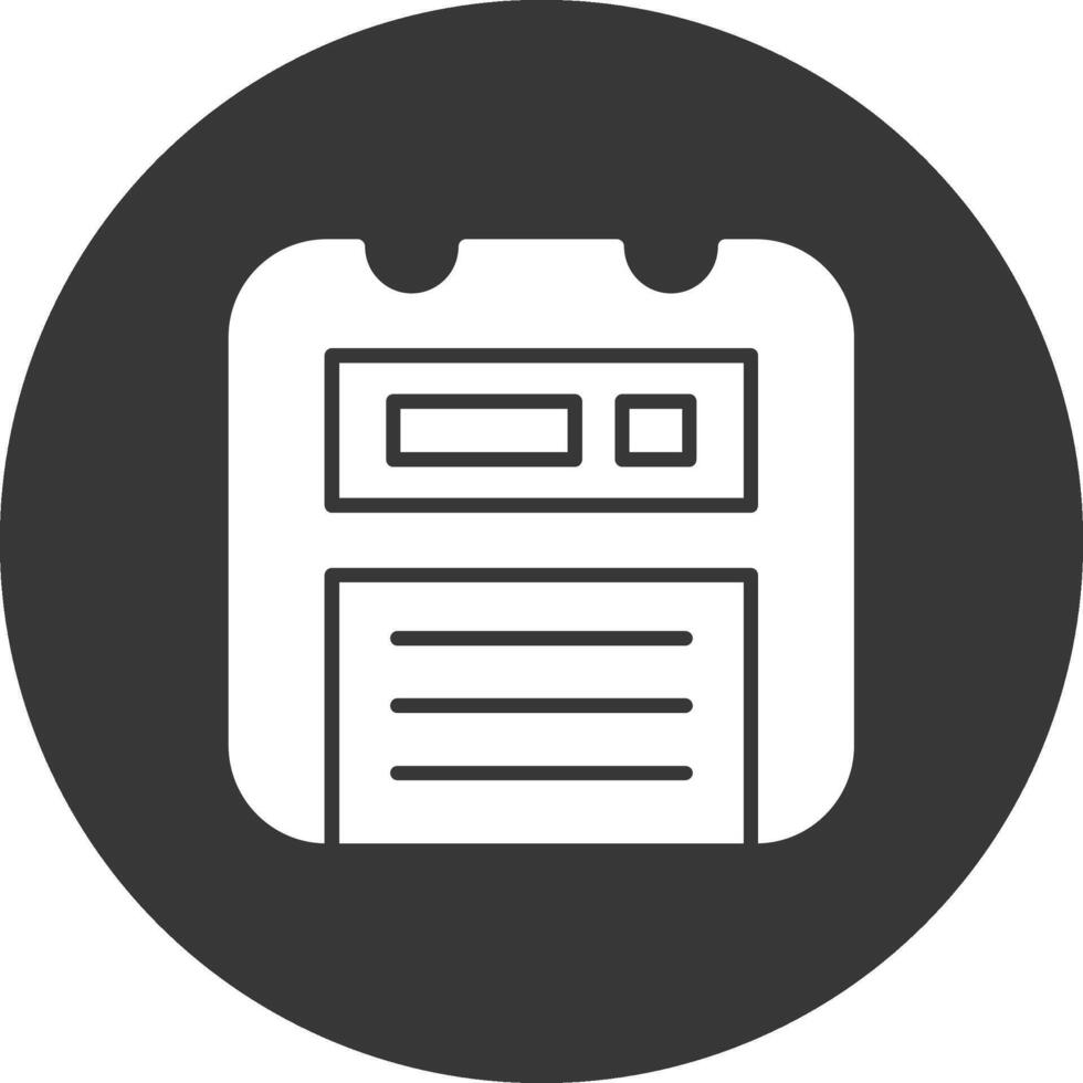 Floppy Disk Glyph Inverted Icon vector