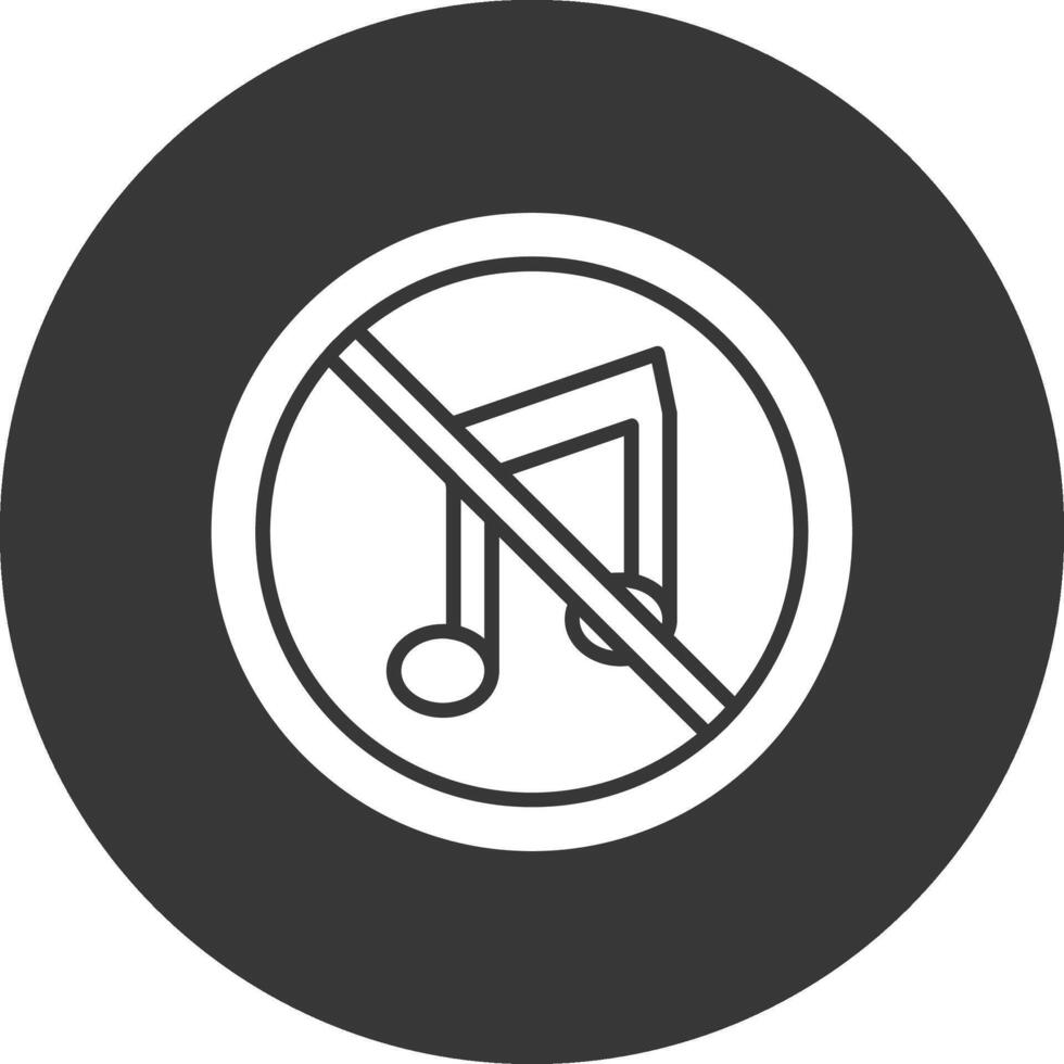 No Music Glyph Inverted Icon vector