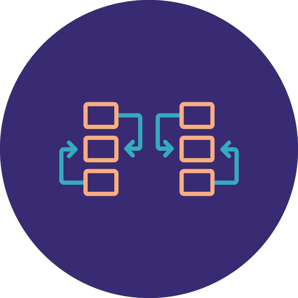 Flow Chart Line Two Color Circle Icon vector