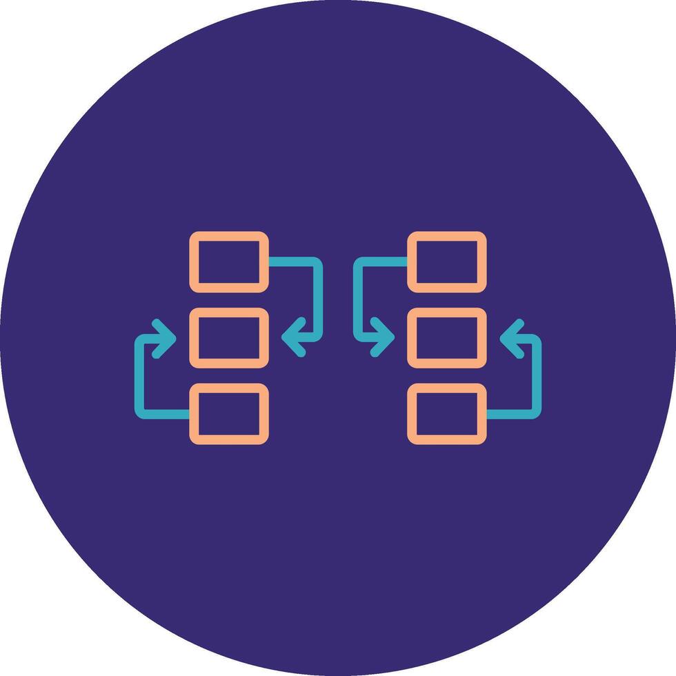 Flow Chart Line Two Color Circle Icon vector