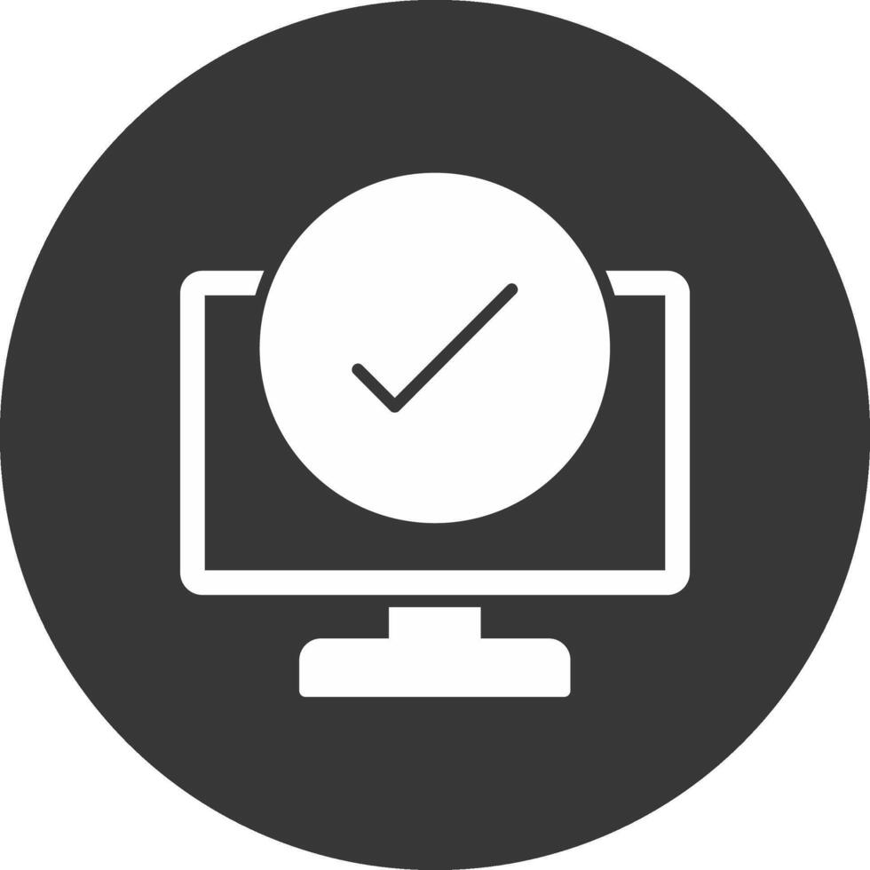 Computer Check Glyph Inverted Icon vector