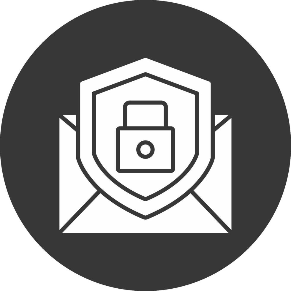 Email Protection Glyph Inverted Icon vector