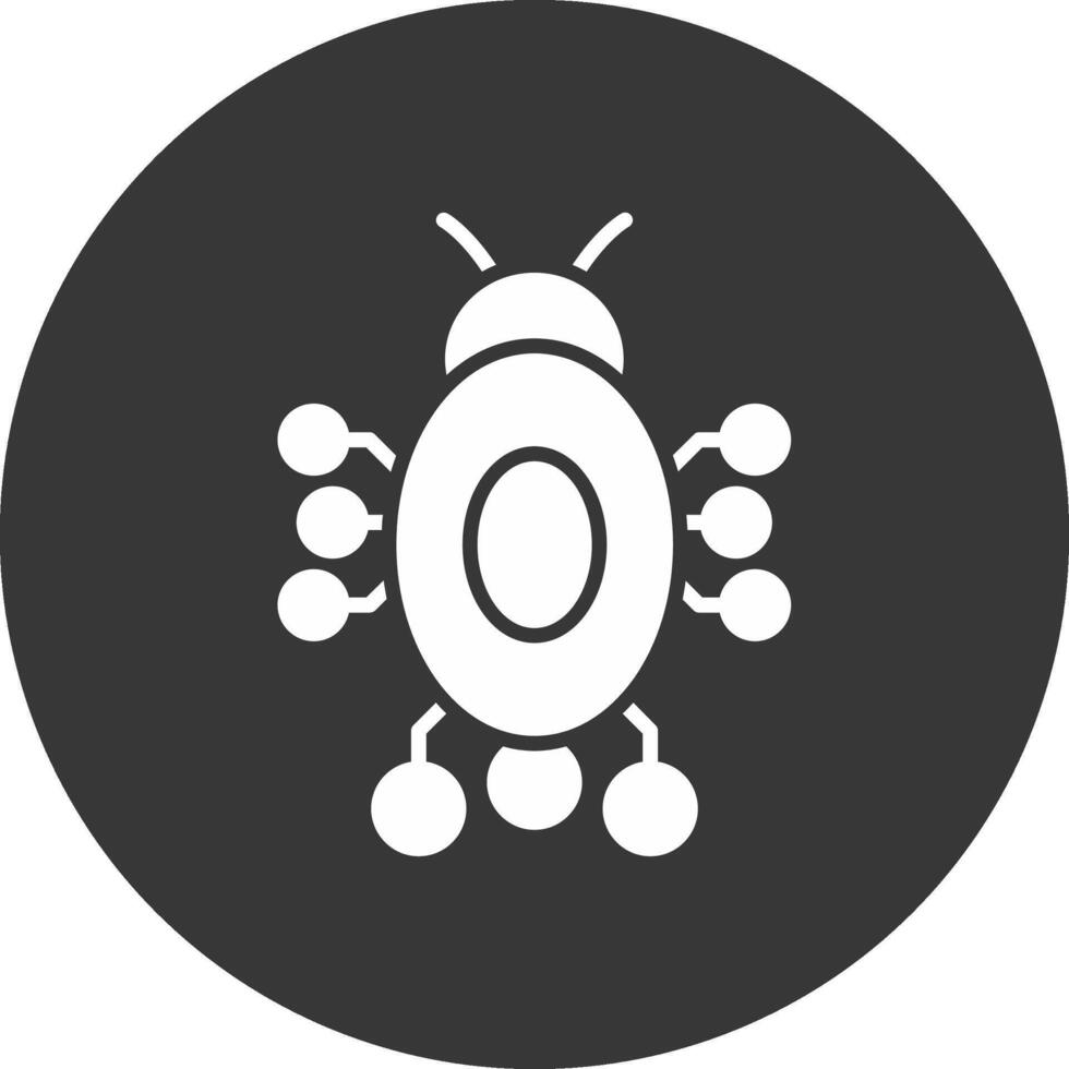 Digital Bug Glyph Inverted Icon vector