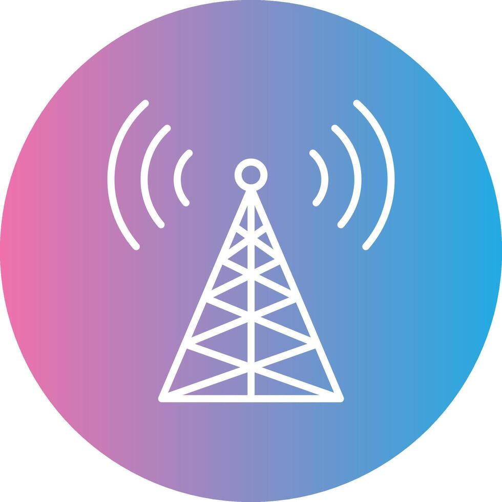 radio torre línea degradado circulo icono vector
