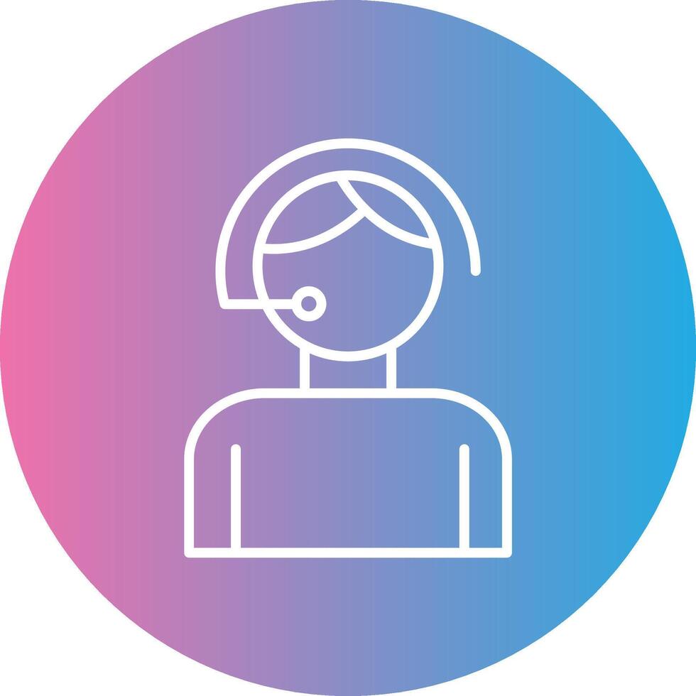Call Center Agent Line Gradient Circle Icon vector