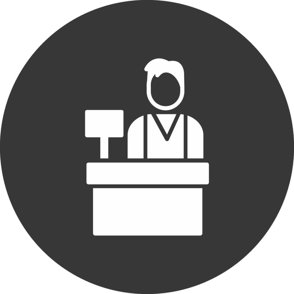 Cashier Glyph Inverted Icon vector