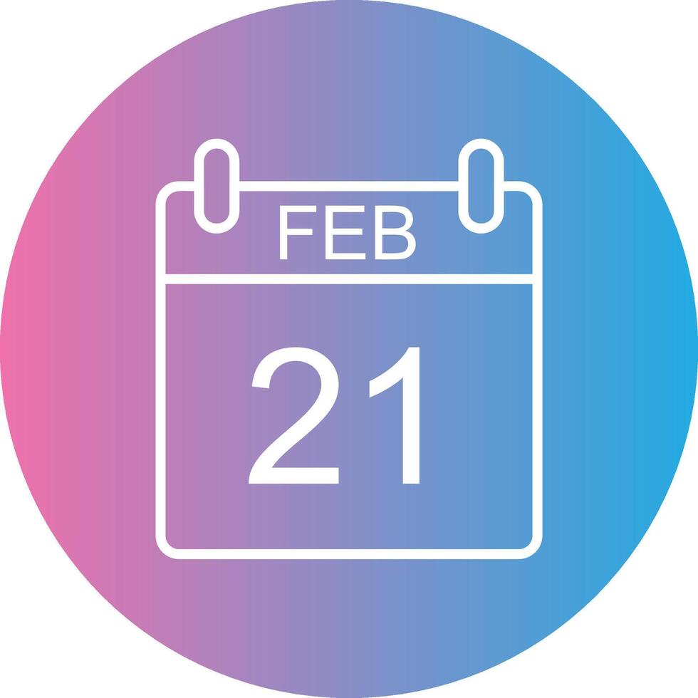 February Line Gradient Circle Icon vector