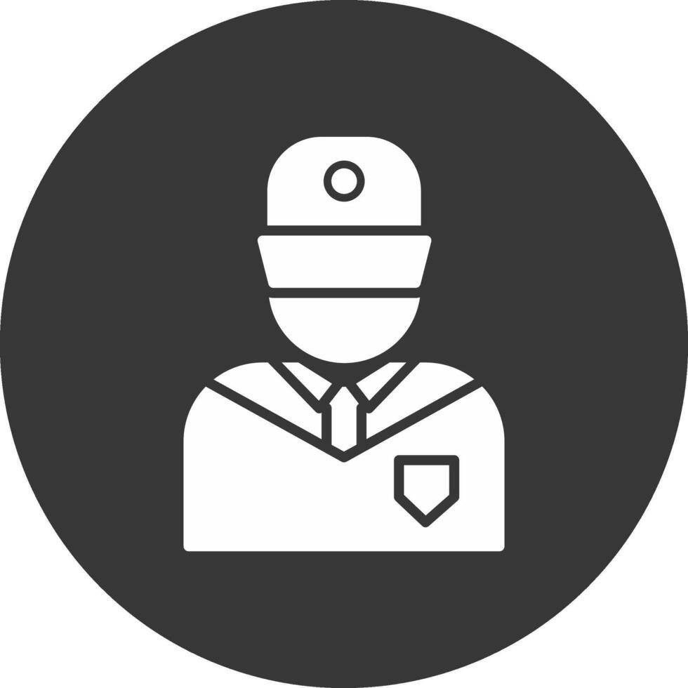 icono de glifo de guardia de seguridad invertido vector