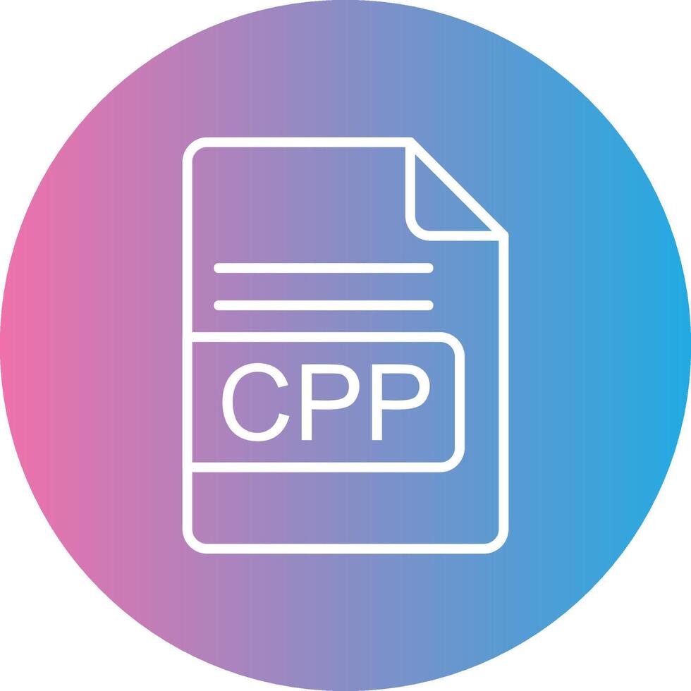 CPP File Format Line Gradient Circle Icon vector