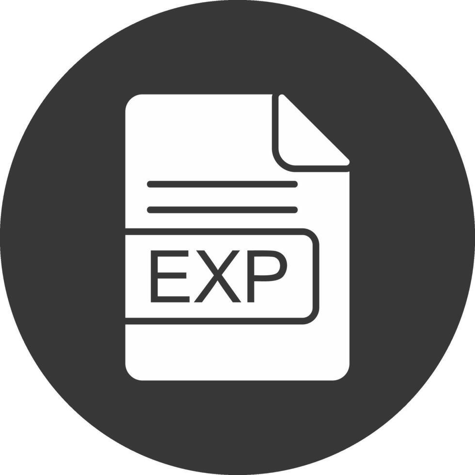 Exp archivo formato glifo invertido icono vector