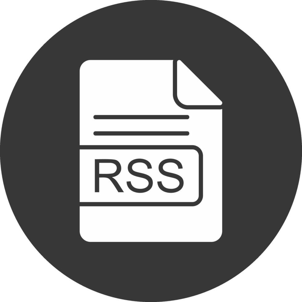 rss archivo formato glifo invertido icono vector