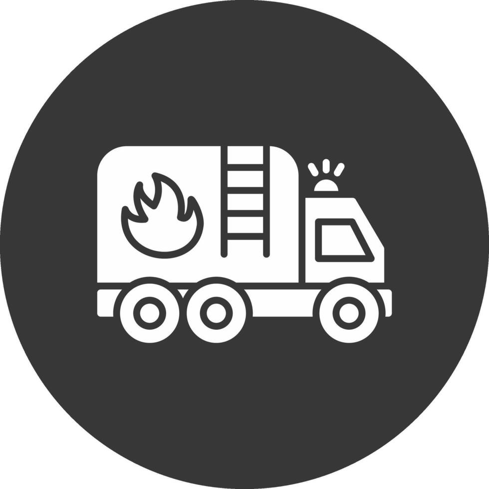 Fire Truck Glyph Inverted Icon vector
