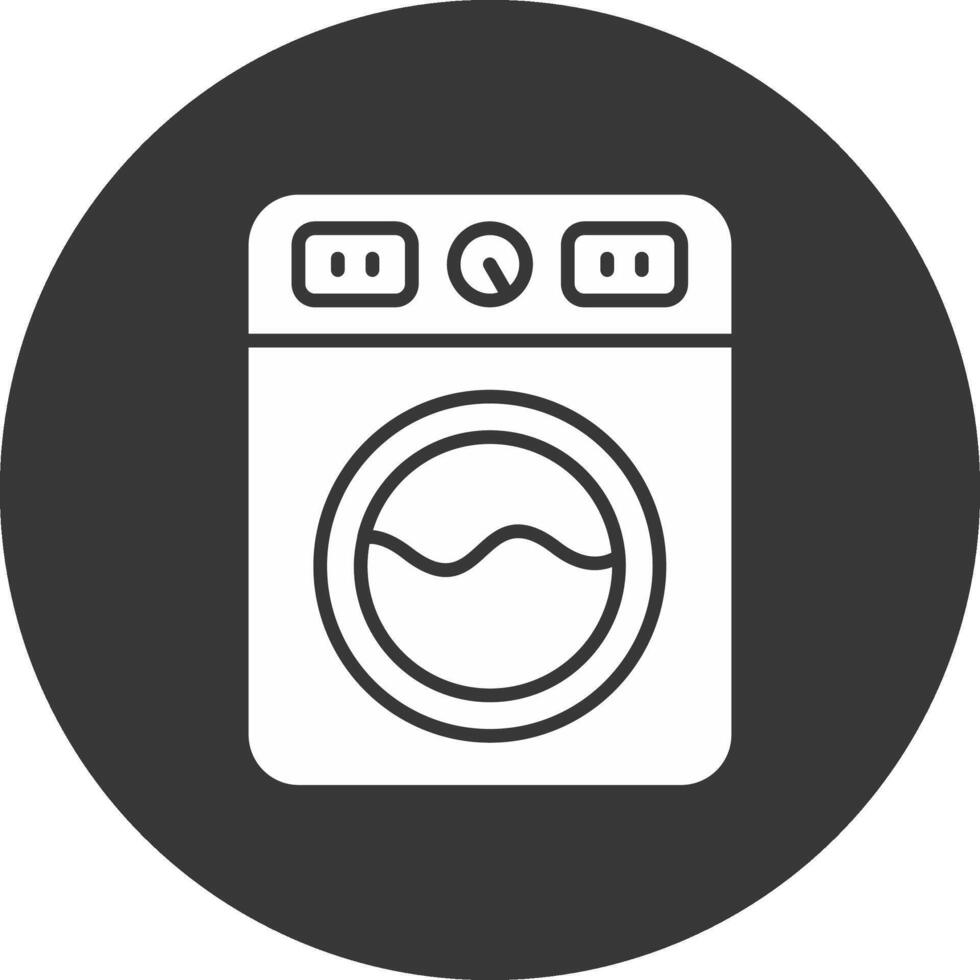 Washing Machine Glyph Inverted Icon vector