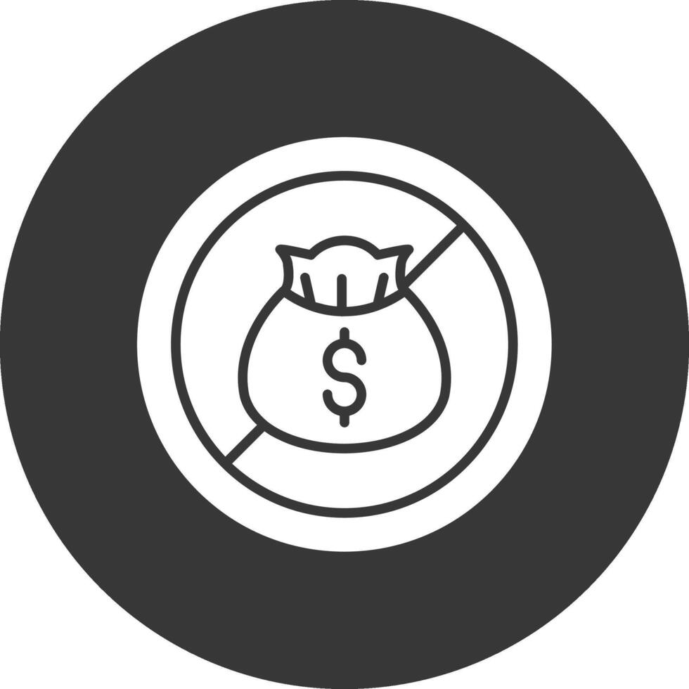 No Money Glyph Inverted Icon vector