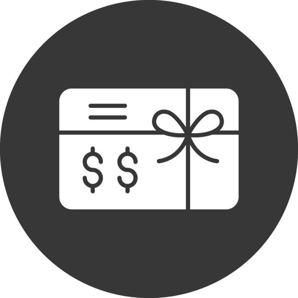 Gift Card Glyph Inverted Icon vector