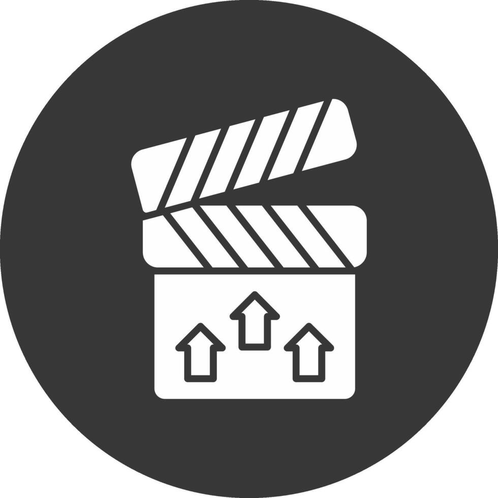 Clapperboard Glyph Inverted Icon vector