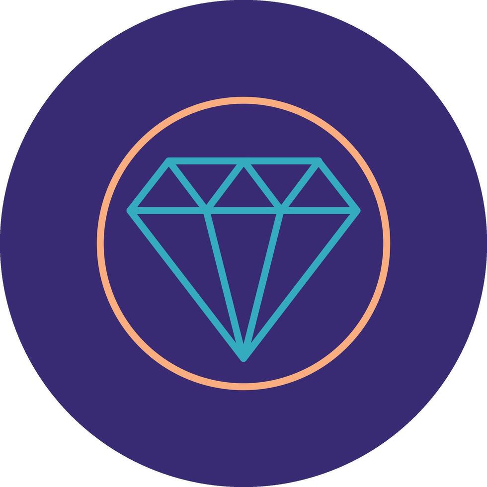 Diamond Line Two Color Circle Icon vector