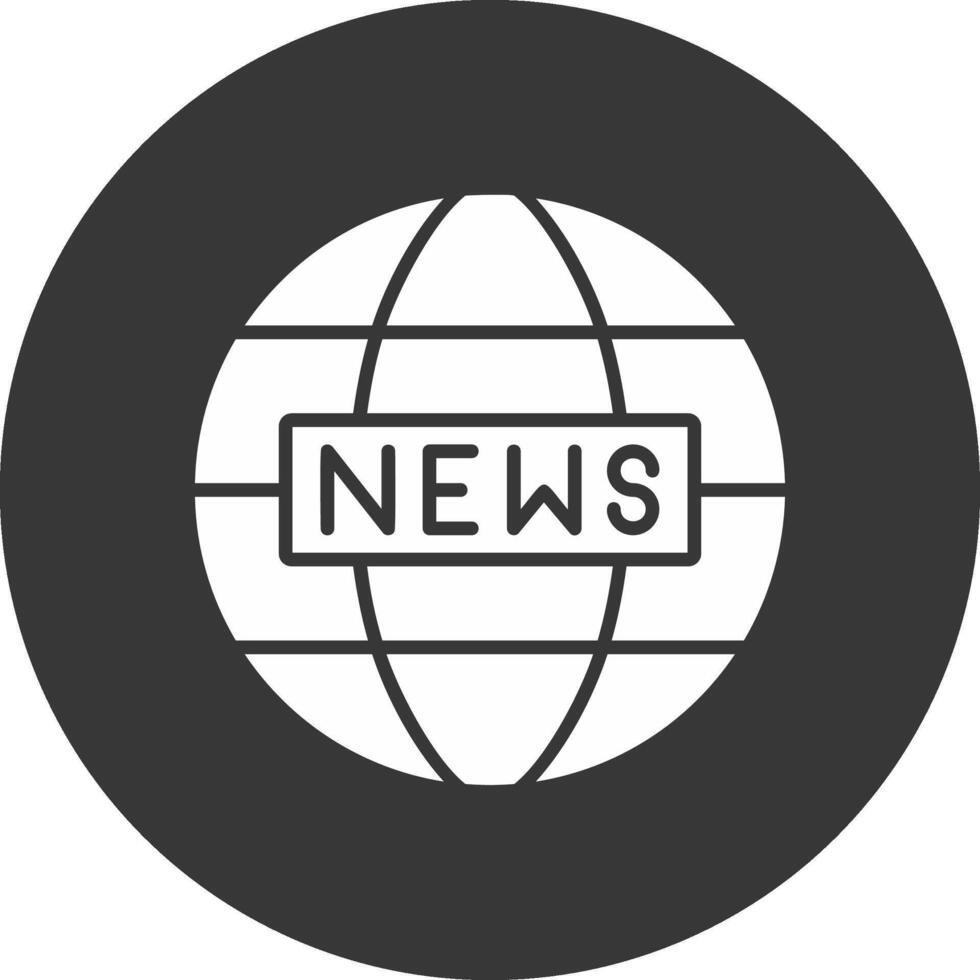 mundo Noticias glifo invertido icono vector