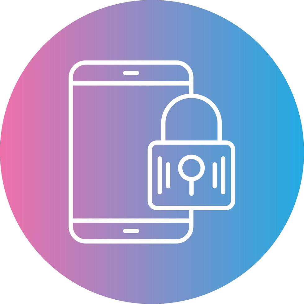 Mobile Security Line Gradient Circle Icon vector