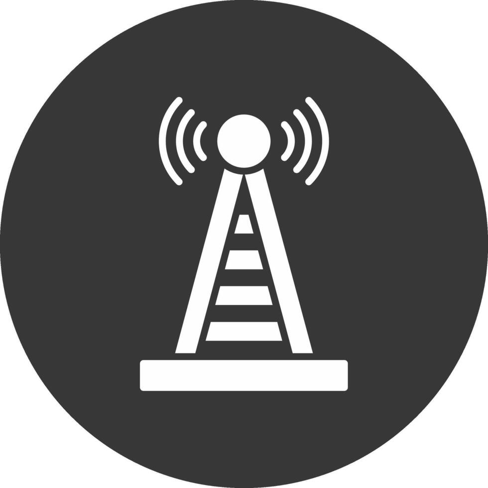 Radio Tower Glyph Inverted Icon vector
