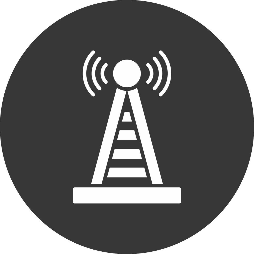 radio torre glifo invertido icono vector