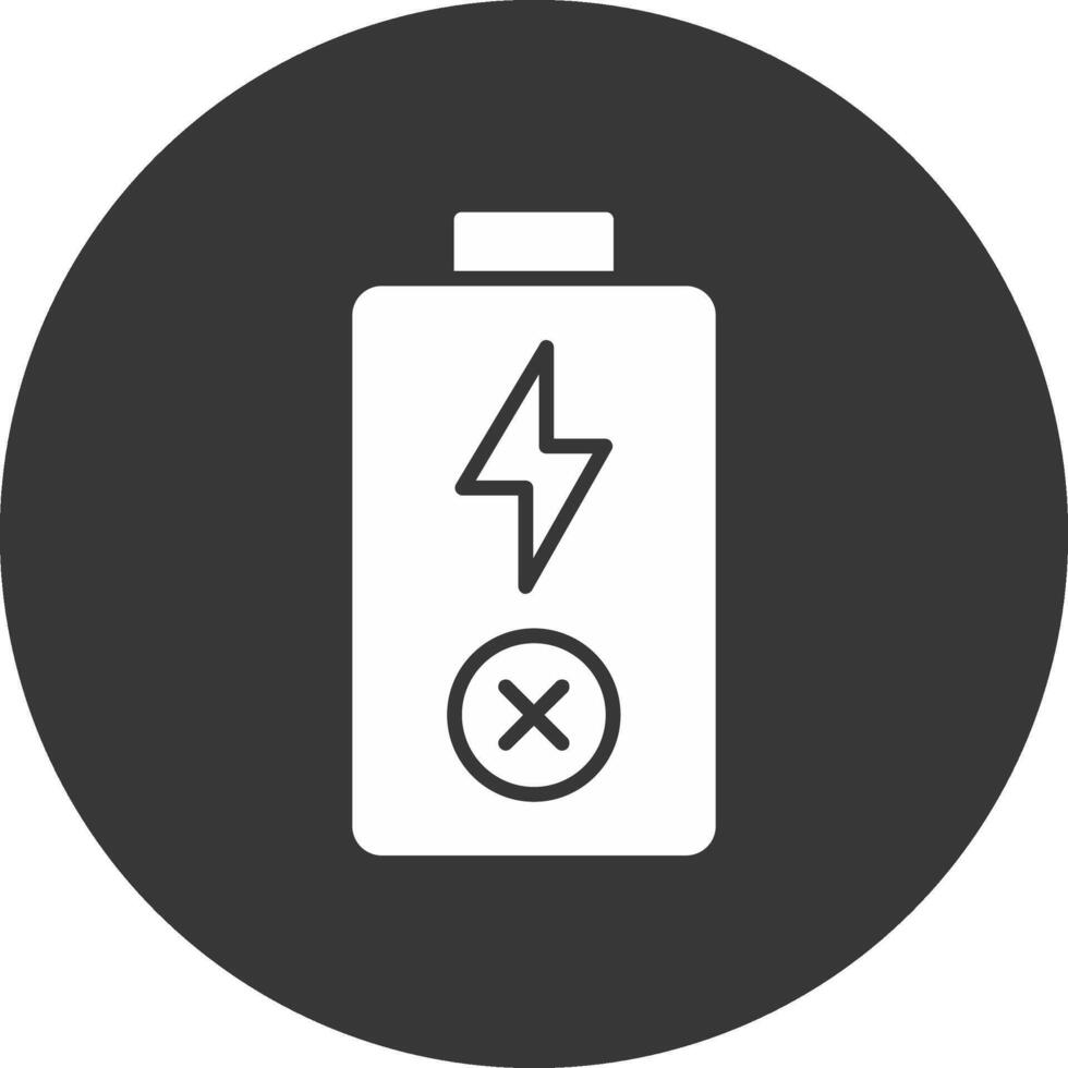 Empty Battery Glyph Inverted Icon vector