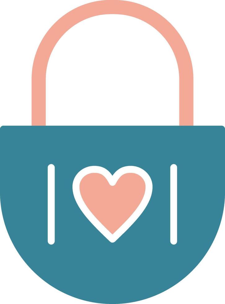 Heart Lock Glyph Two Color Icon vector