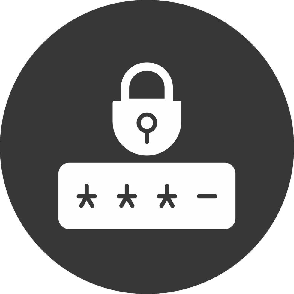 Password Glyph Inverted Icon vector