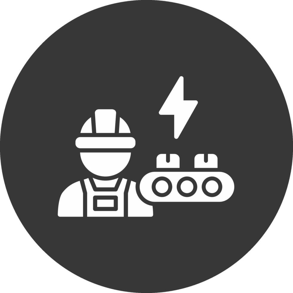 industrial trabajador glifo invertido icono vector