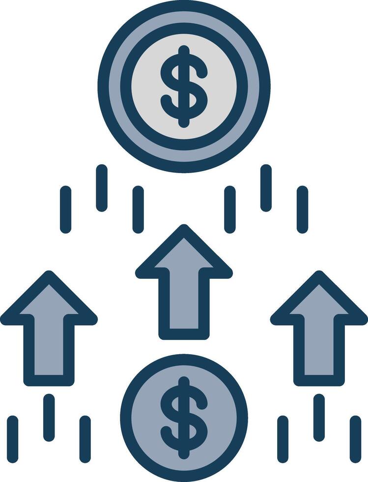 Money Growth Line Filled Grey Icon vector