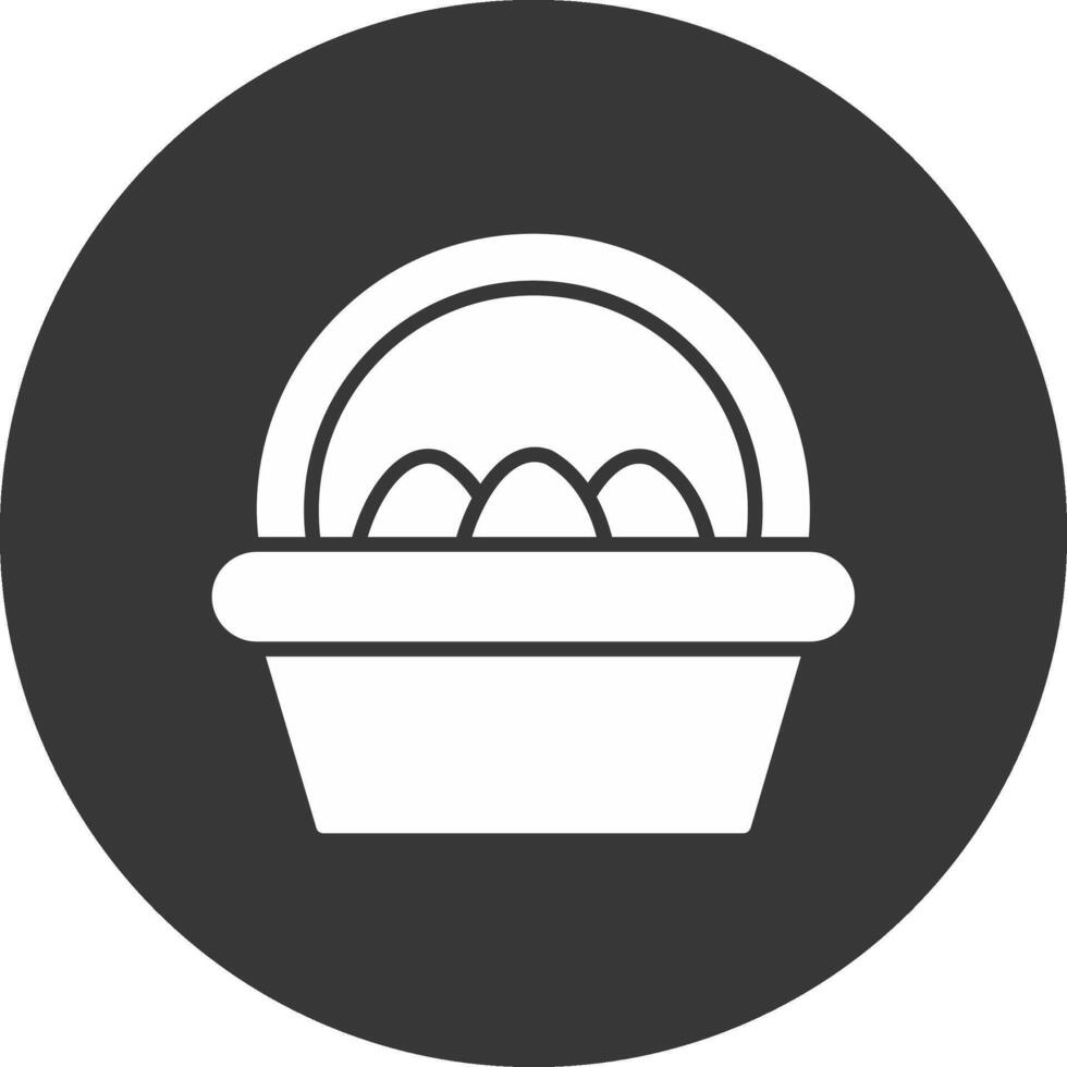 Eggs Basket Glyph Inverted Icon vector