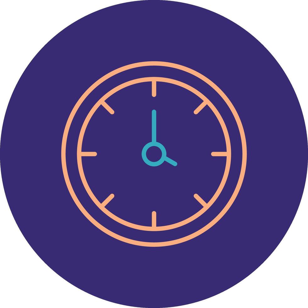 Clock Line Two Color Circle Icon vector