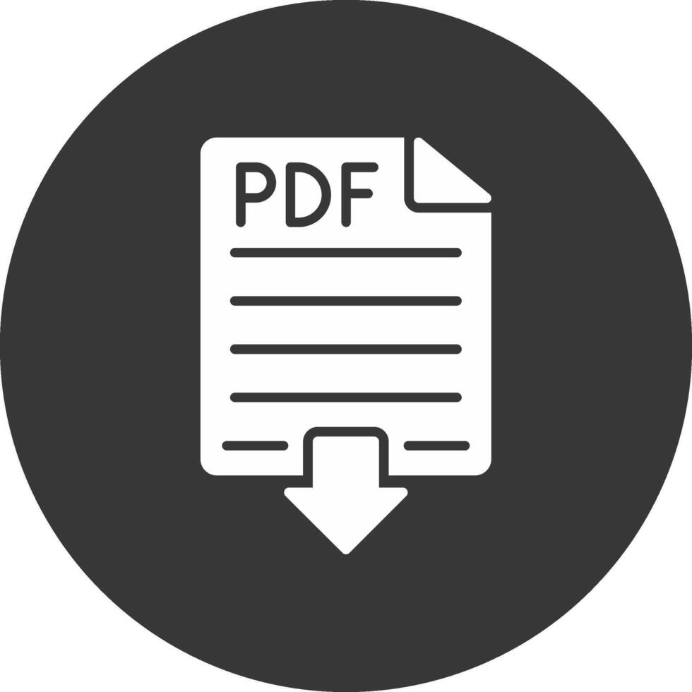 Pdf Glyph Inverted Icon vector