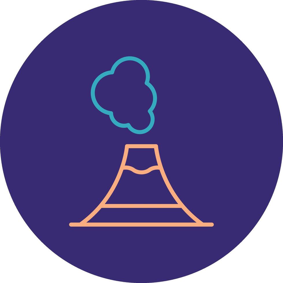 Volcano Line Two Color Circle Icon vector
