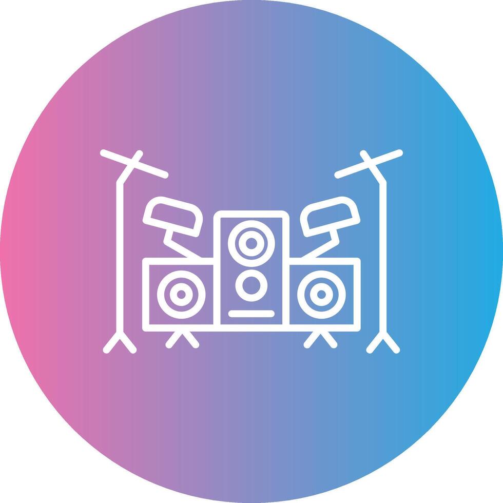 Drum Set Line Gradient Circle Icon vector