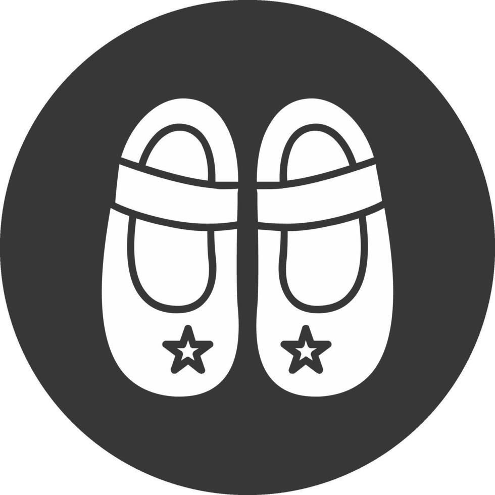 bebé zapato glifo invertido icono vector