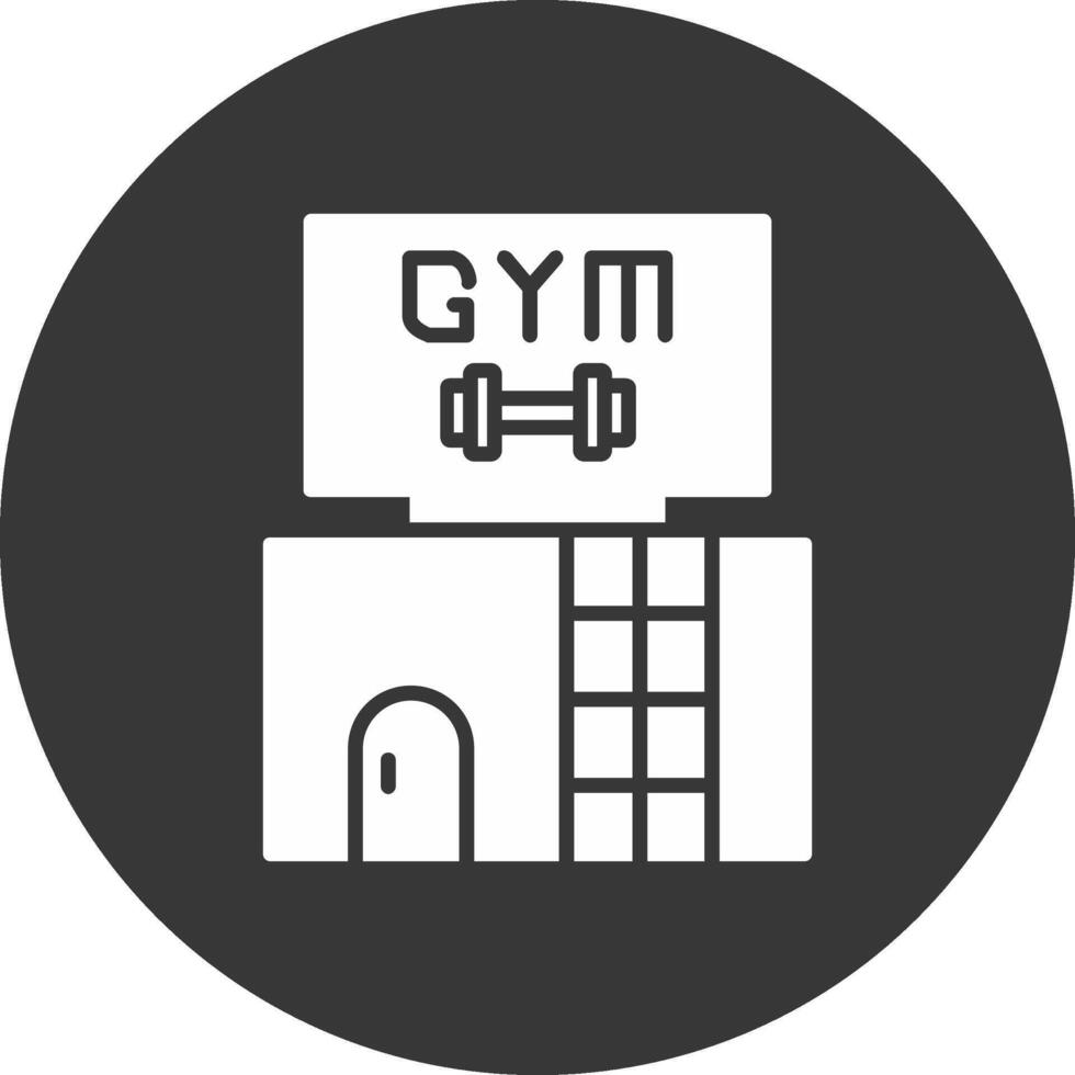 icono de glifo de gimnasio invertido vector