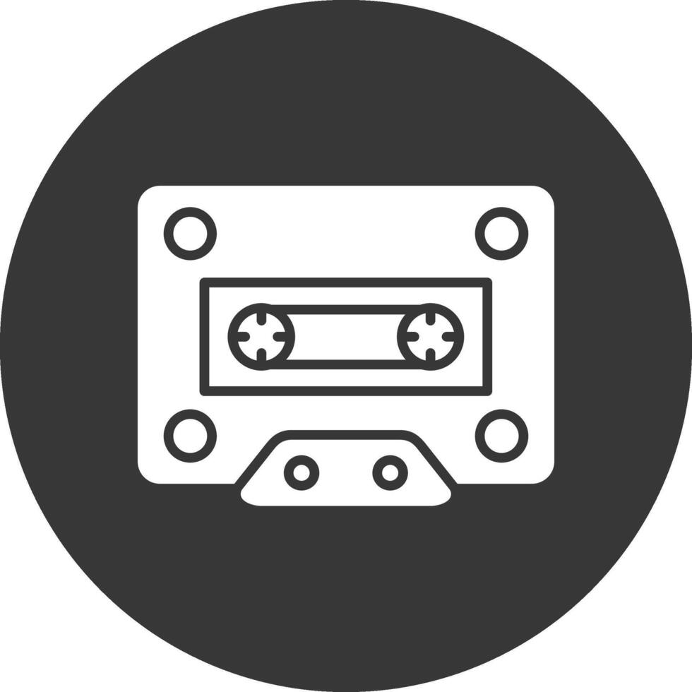 Cassette Glyph Inverted Icon vector