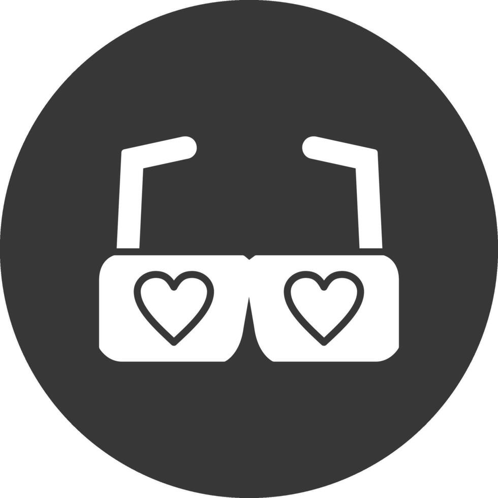 Heart Glasses Glyph Inverted Icon vector