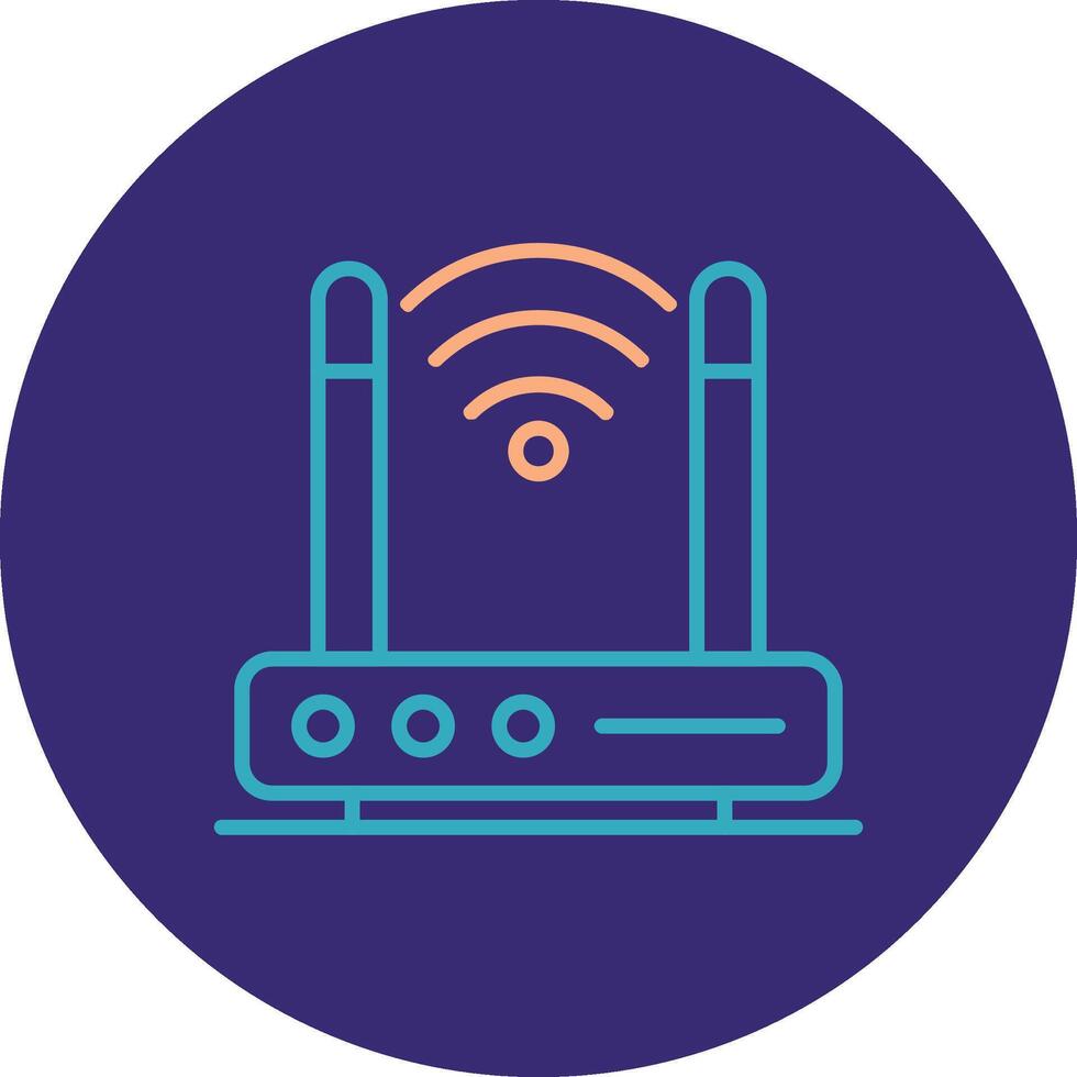 Wireless Modem Line Two Color Circle Icon vector