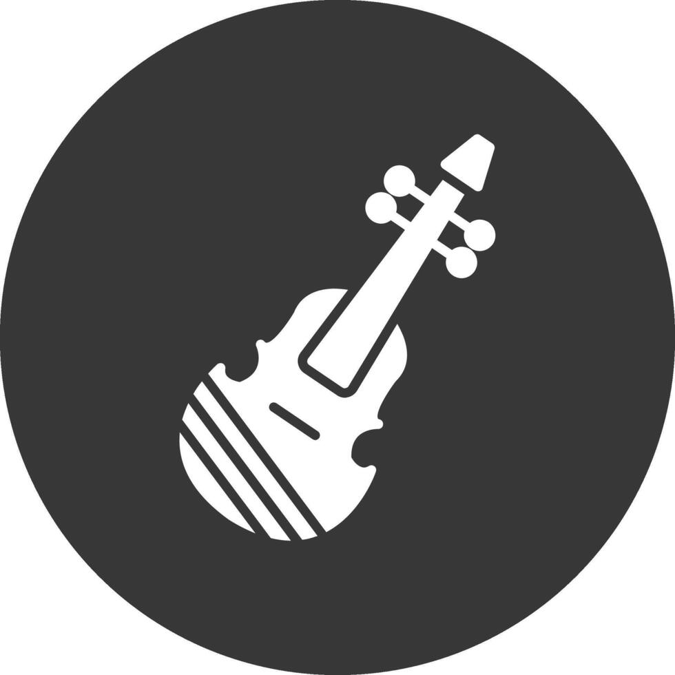 violín glifo invertido icono vector