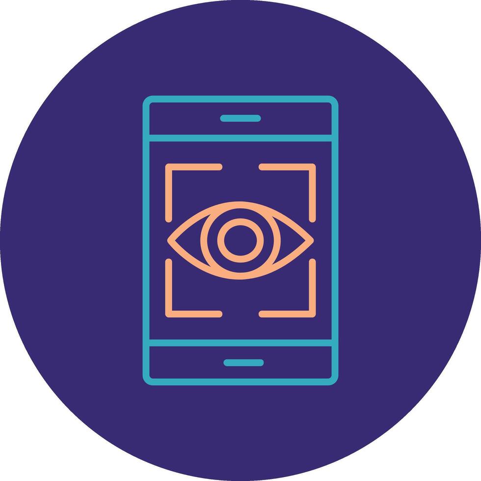 Eye Recognition Line Two Color Circle Icon vector